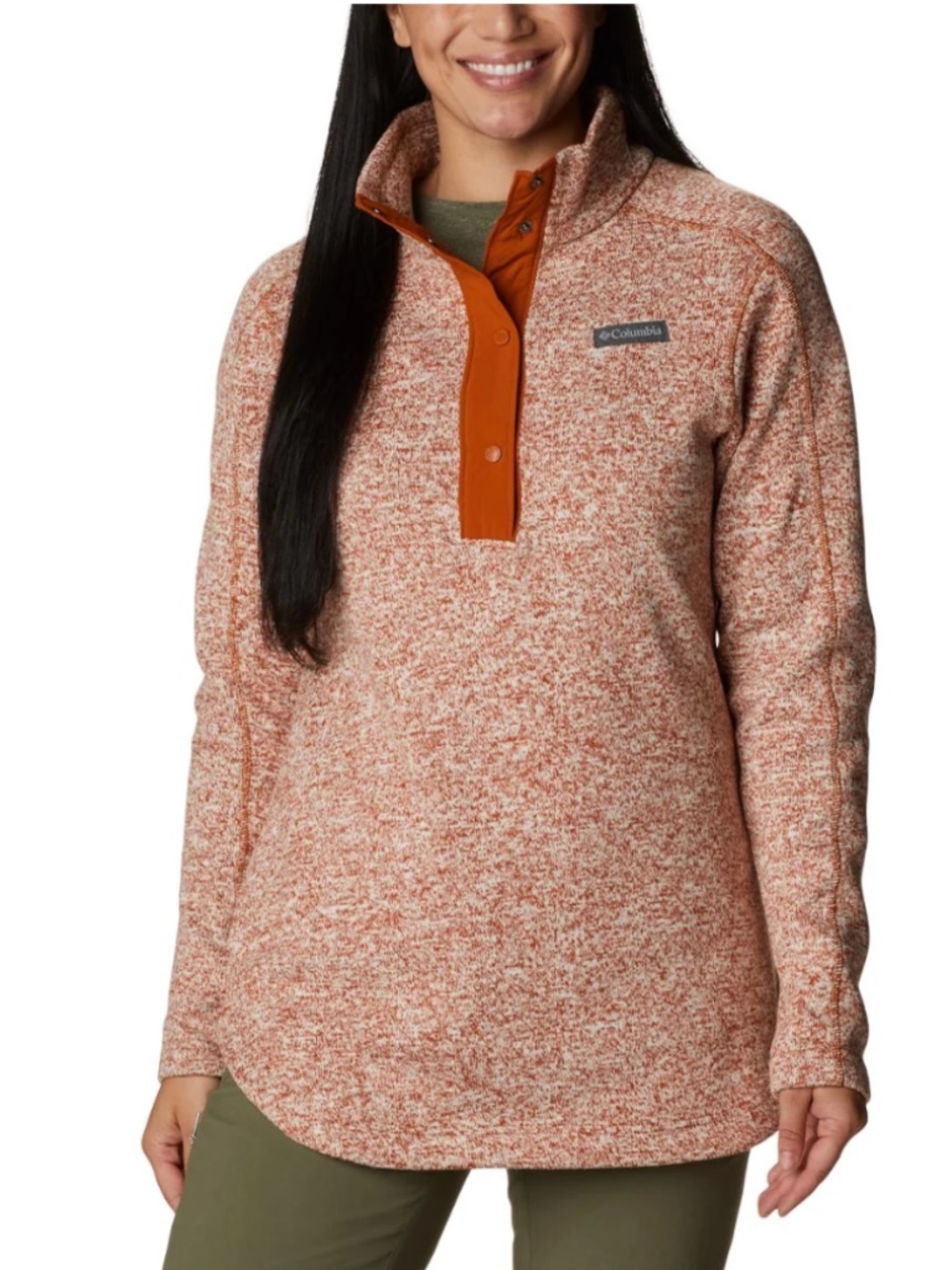 Columbia Sweater Weather Tunic Fleece Pullover Camel Orange